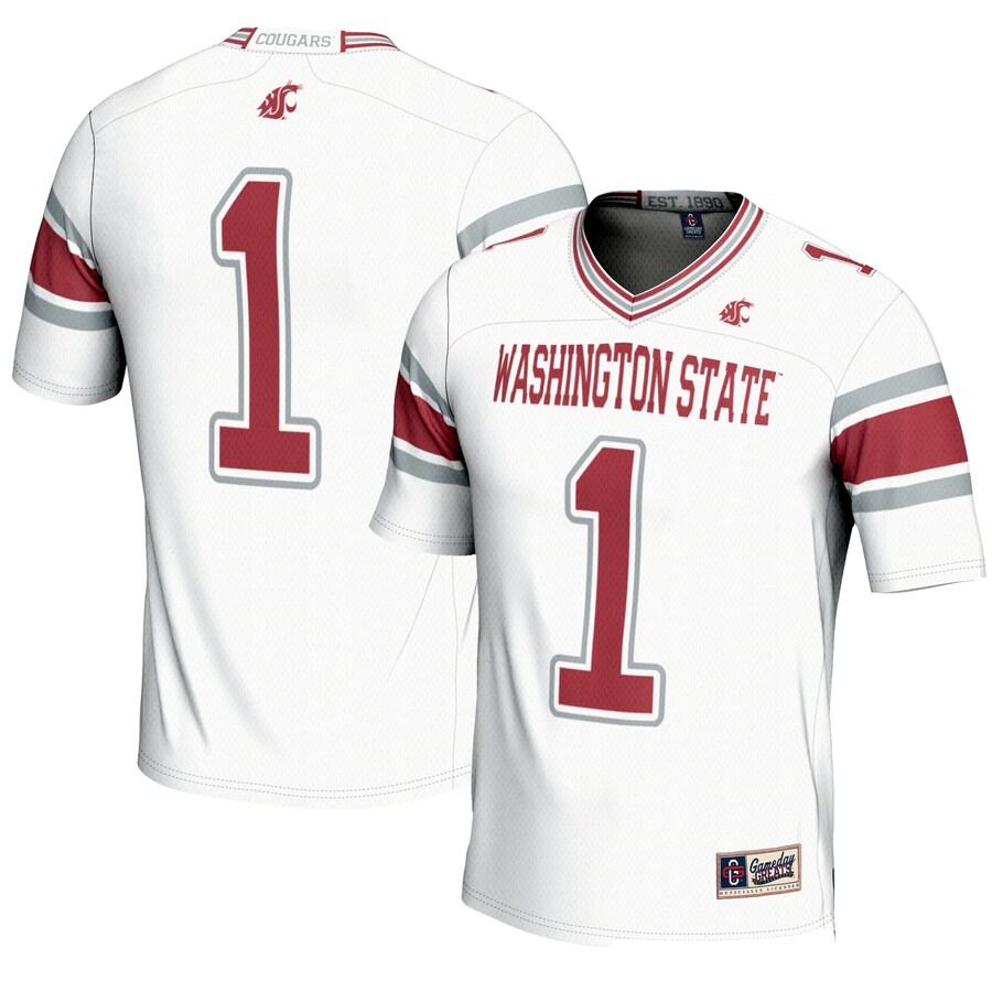 Men's GameDay Greats #1 White Washington State Cougars Endzone Football Jersey - Ujersey