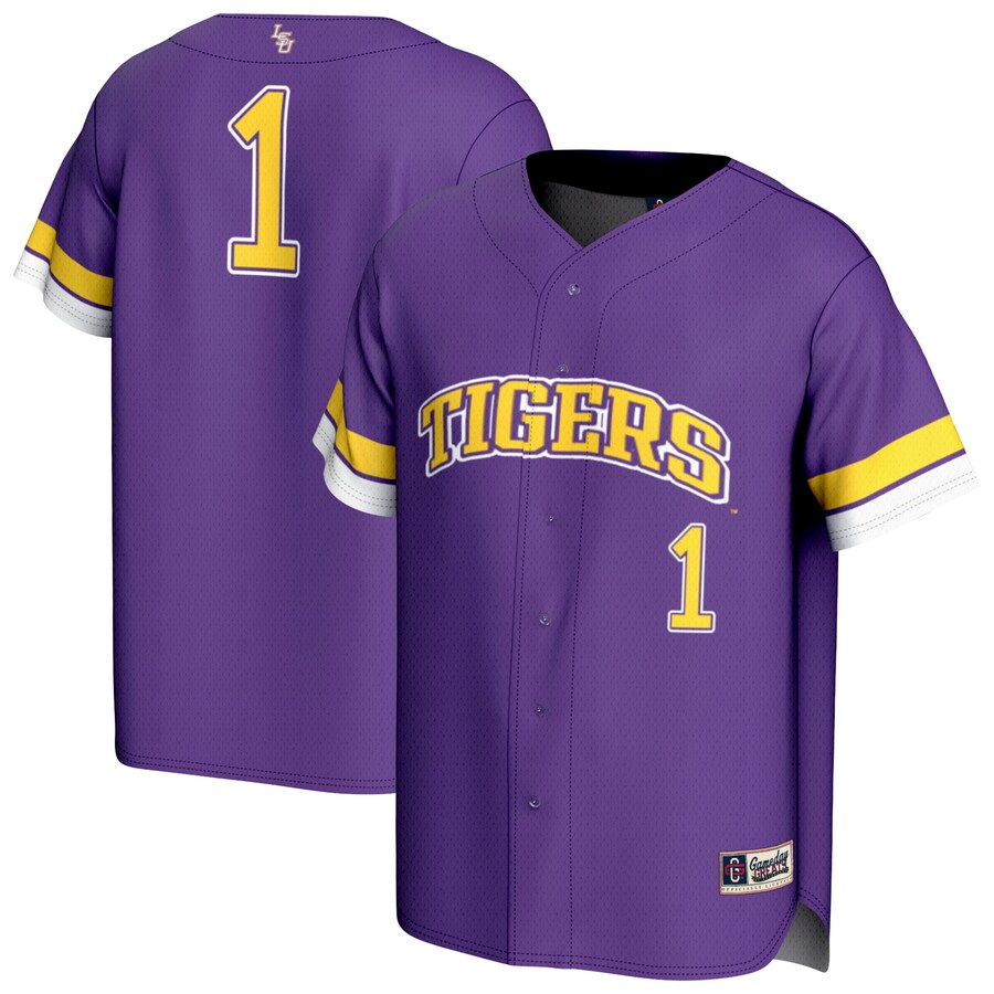 Youth GameDay Greats #1 Purple LSU Tigers Lightweight Collegiate Baseball Fashion Jersey - Ujersey