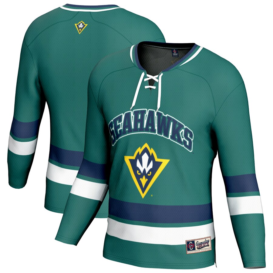 Men's GameDay Greats Teal UNC Wilmington Seahawks Hockey Jersey - Ujersey