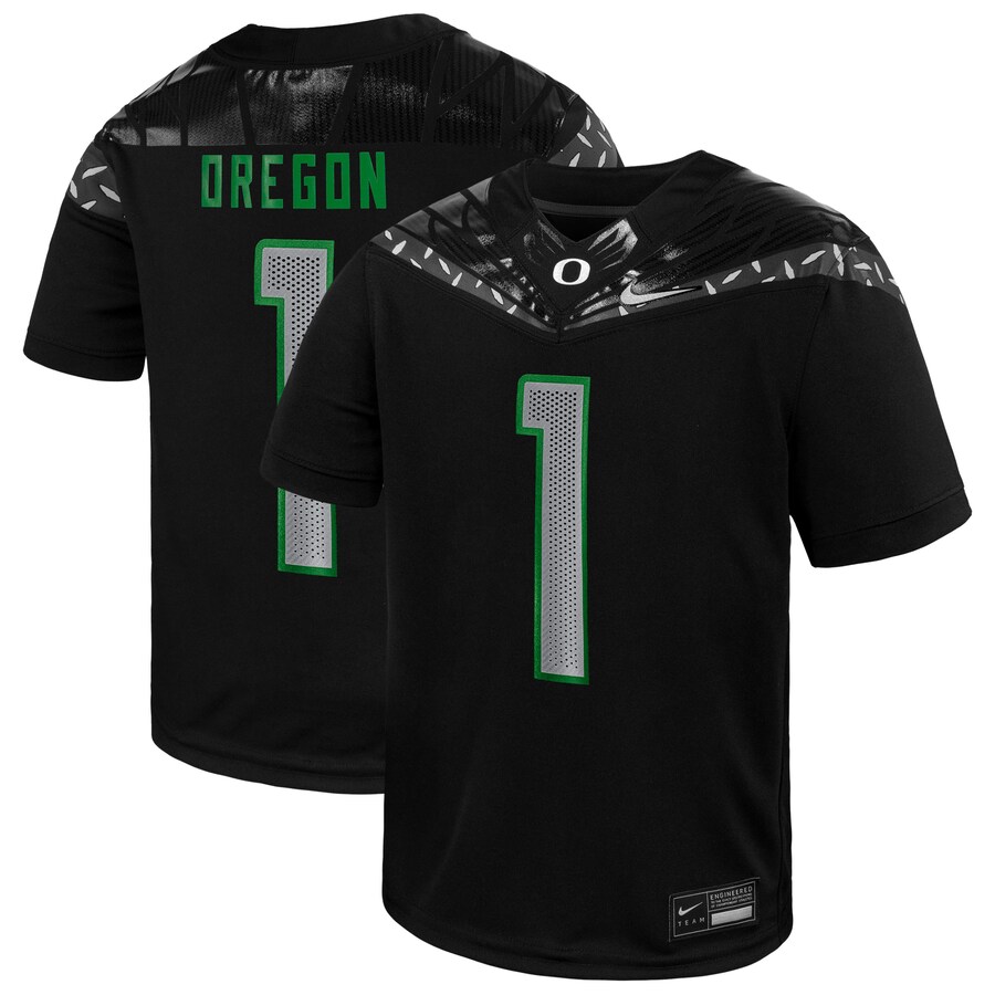 Youth Nike #1 Black Oregon Ducks Vapor Fusion Football Jersey - Ujersey