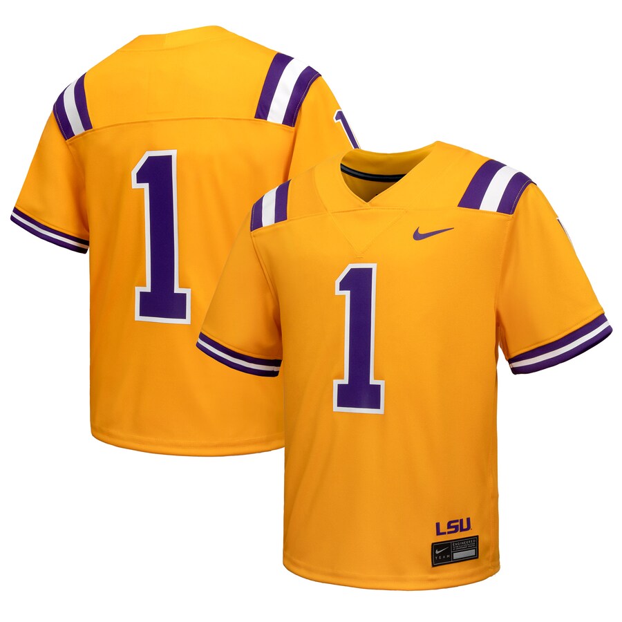 Youth Nike #1 Gold LSU Tigers Alternate Game Jersey - Ujersey