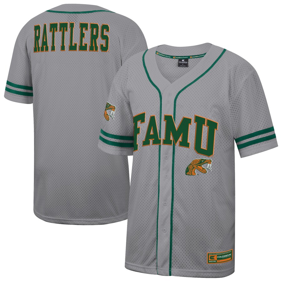 Men's Colosseum Gray Florida A&M Rattlers Free Spirited Baseball Jersey - Ujersey