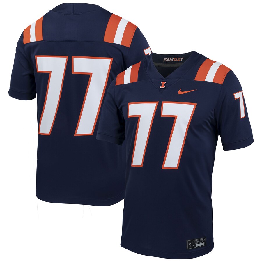 Men's Nike #77 Navy Illinois Fighting Illini Untouchable Football Jersey - Ujersey