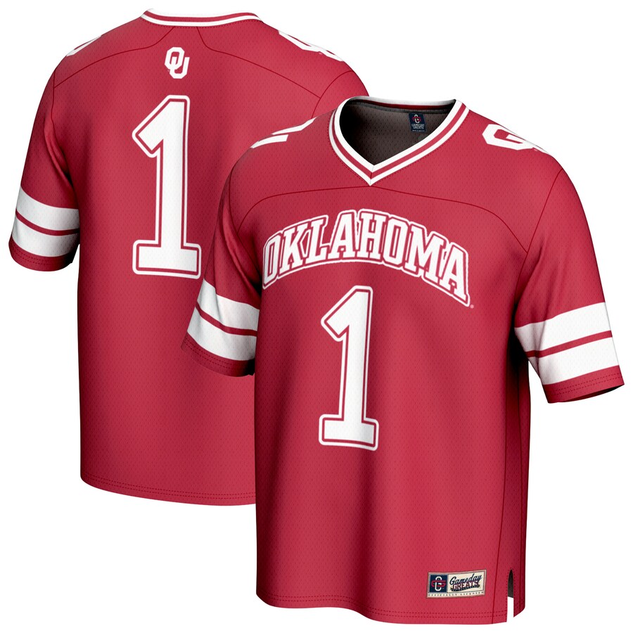 GameDay Greats #1 Crimson Oklahoma Sooners Lightweight Collegiate Football Fashion Jersey - Ujersey