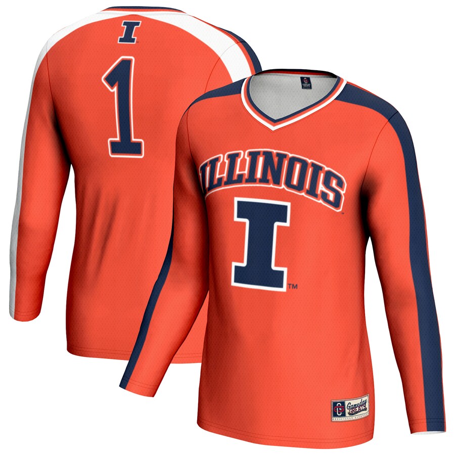 Youth GameDay Greats Orange Illinois Fighting Illini #1 Lightweight Volleyball Fashion Jersey - Ujersey
