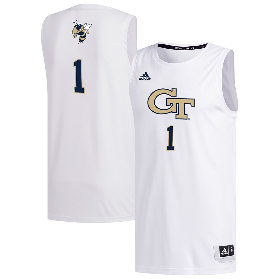 Men's adidas #1 White Georgia Tech Yellow Jackets Replica Basketball Jersey - Ujersey