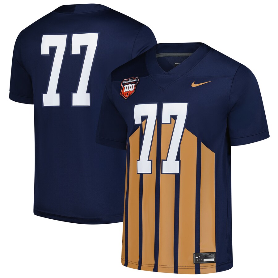 Men's Nike #77 Navy Illinois Fighting Illini Untouchable Replica Football Jersey - Ujersey