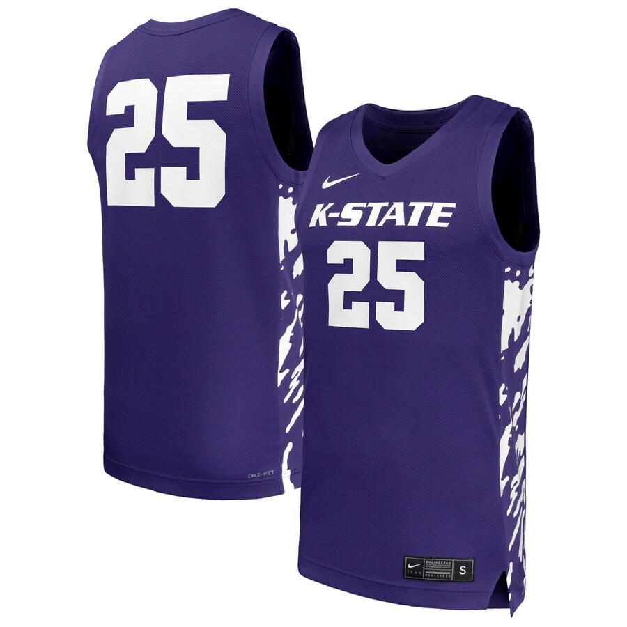 Men's Nike #25 Purple Kansas State Wildcats Replica Basketball Jersey - Ujersey