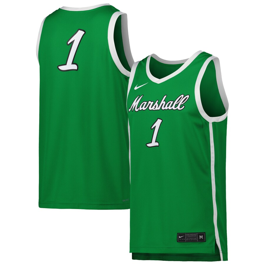 Men's Nike #1 Kelly Green Marshall Thundering Herd Replica Basketball Jersey - Ujersey