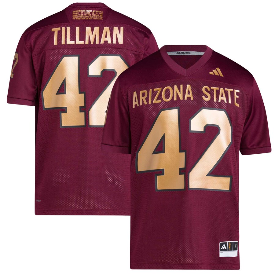 Men's adidas Pat Tillman #42 Maroon Arizona State Sun Devils Football Icon Premier Jersey - Ujersey