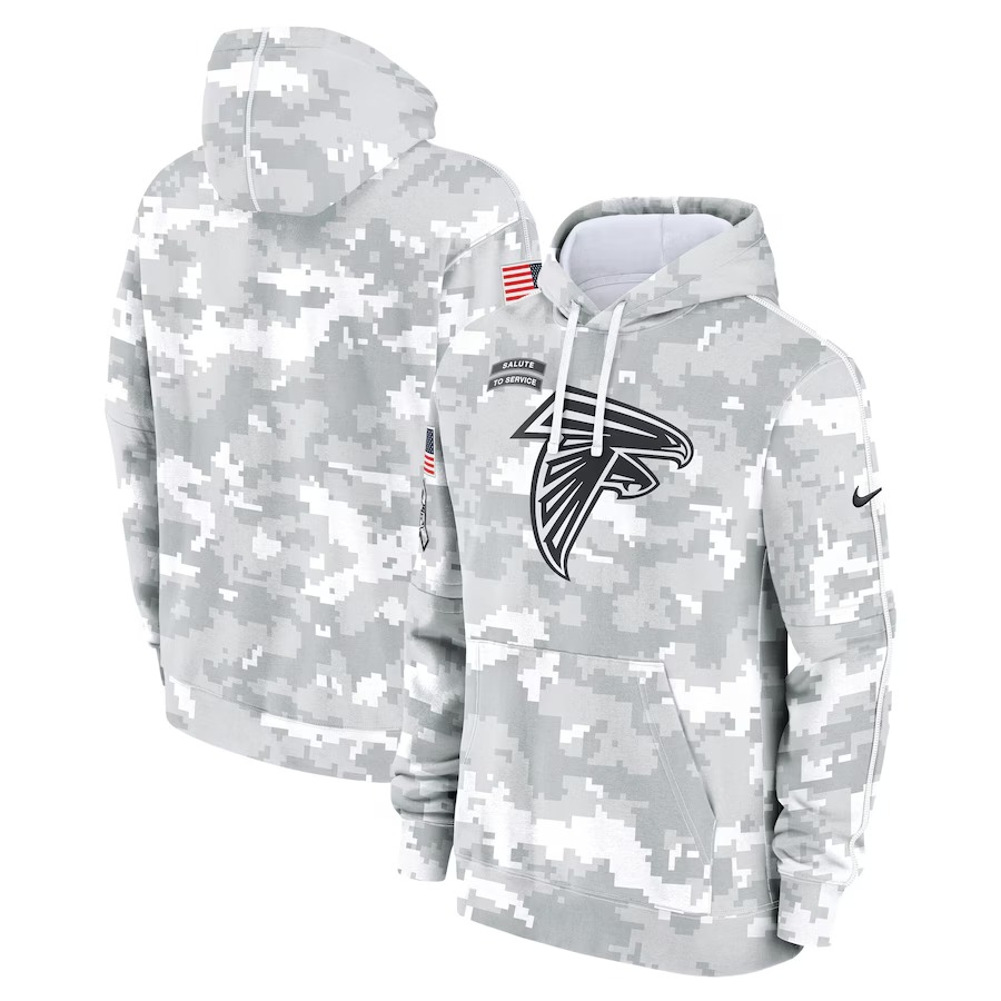 Men's Atlanta Falcons Nike Arctic Camo 2024 Salute to Service Club Fleece Pullover Hoodie - Ujersey