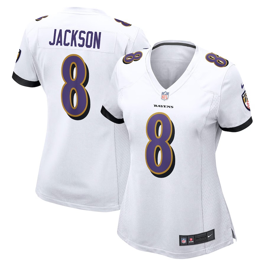 Women's Baltimore Ravens Lamar Jackson Nike White Player Game Jersey - Ujersey