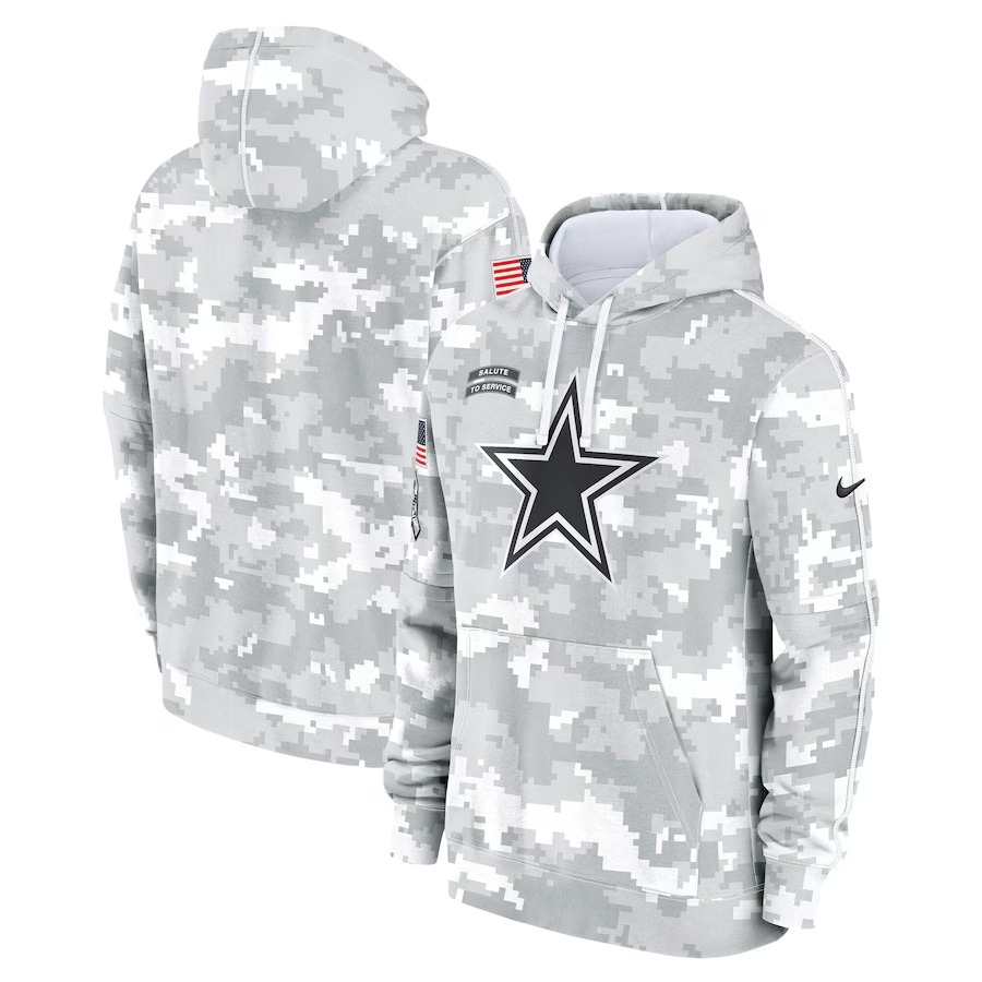 Men's Dallas Cowboys Nike Arctic Camo 2024 Salute to Service Club Fleece Pullover Hoodie - Ujersey