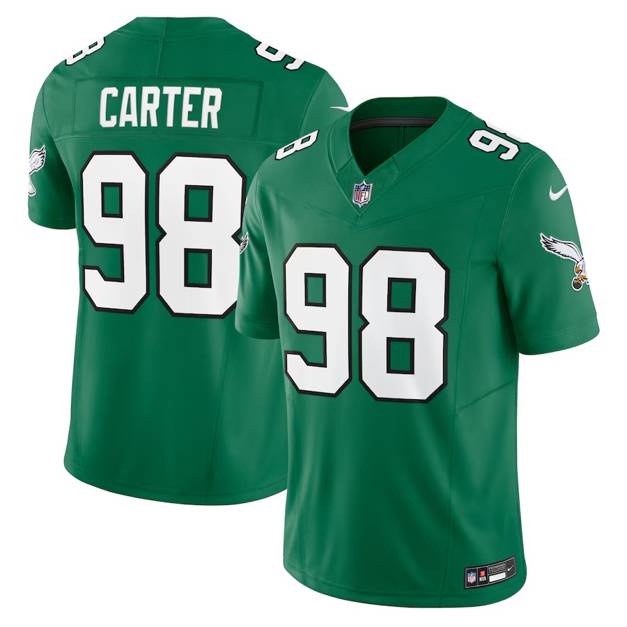 Men's Philadelphia Eagles Jalen Carter Nike Kelly Green Alternate Vapor F.U.S.E. Limited Jersey - Ujersey