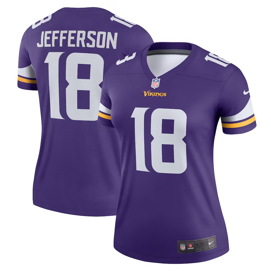 Women's Minnesota Vikings Justin Jefferson Nike Purple Legend Player Performance Top - Ujersey