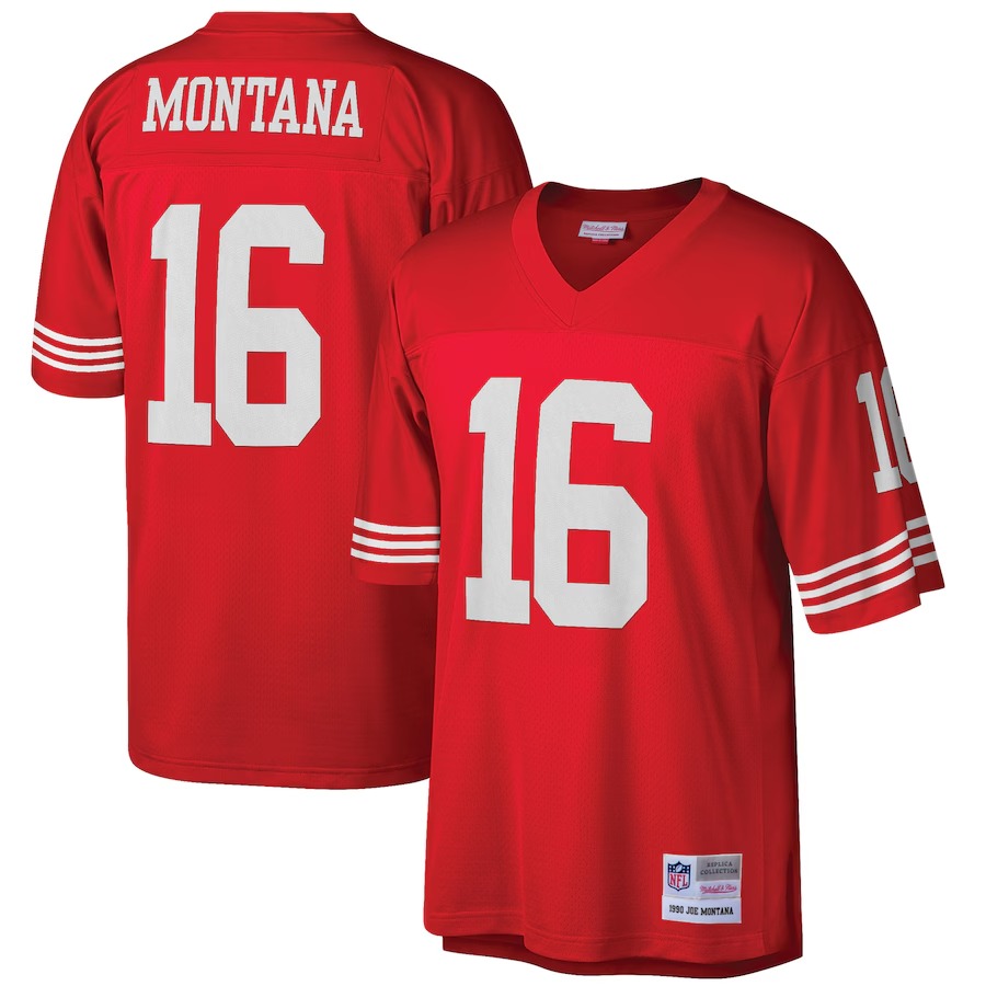 Men's San Francisco 49ers Joe Montana Mitchell & Ness Scarlet Big & Tall 1990 Retired Player Replica Jersey - Ujersey