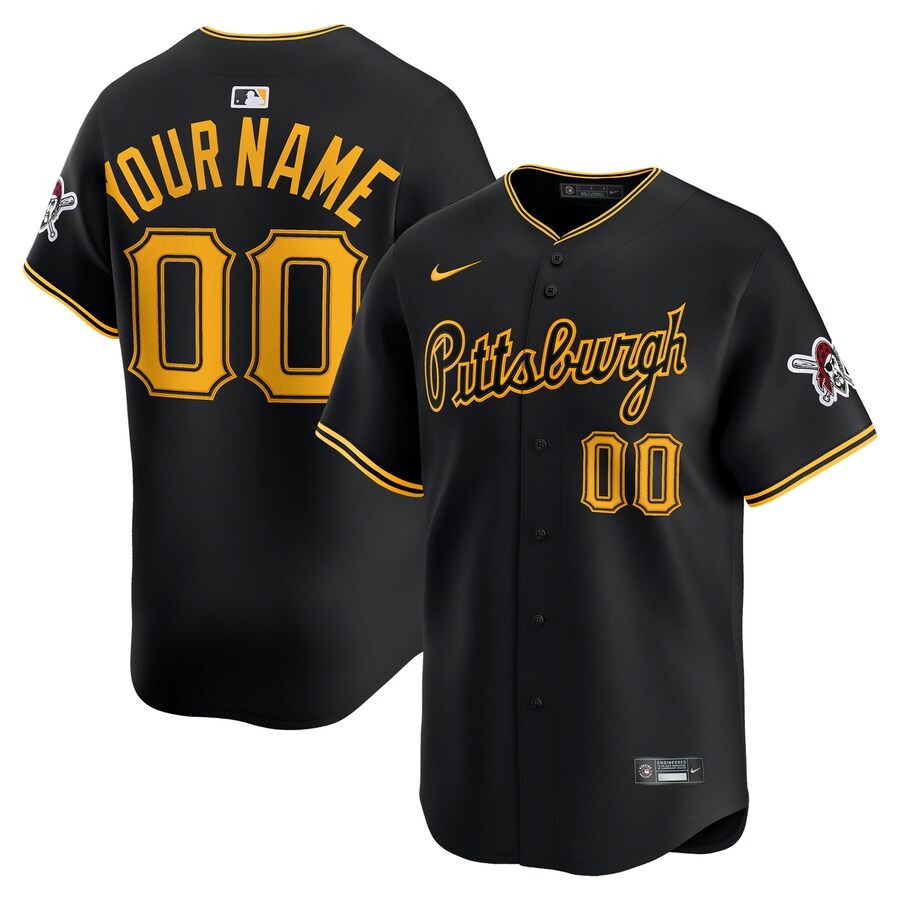 Men's Pittsburgh Pirates Nike Black Alternate Limited Custom Jersey - Ujersey
