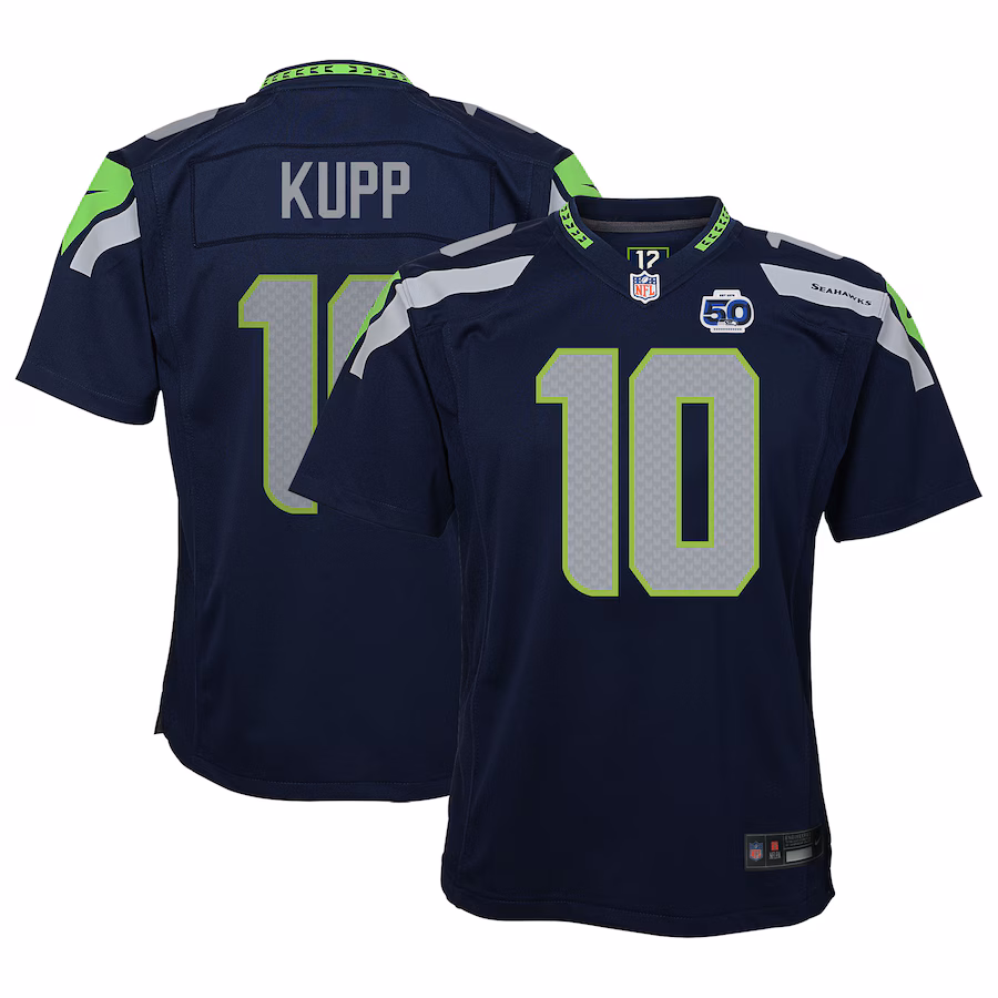 Youth Seattle Seahawks Cooper Kupp Nike College Navy 50th Season Game Jersey - Ujersey
