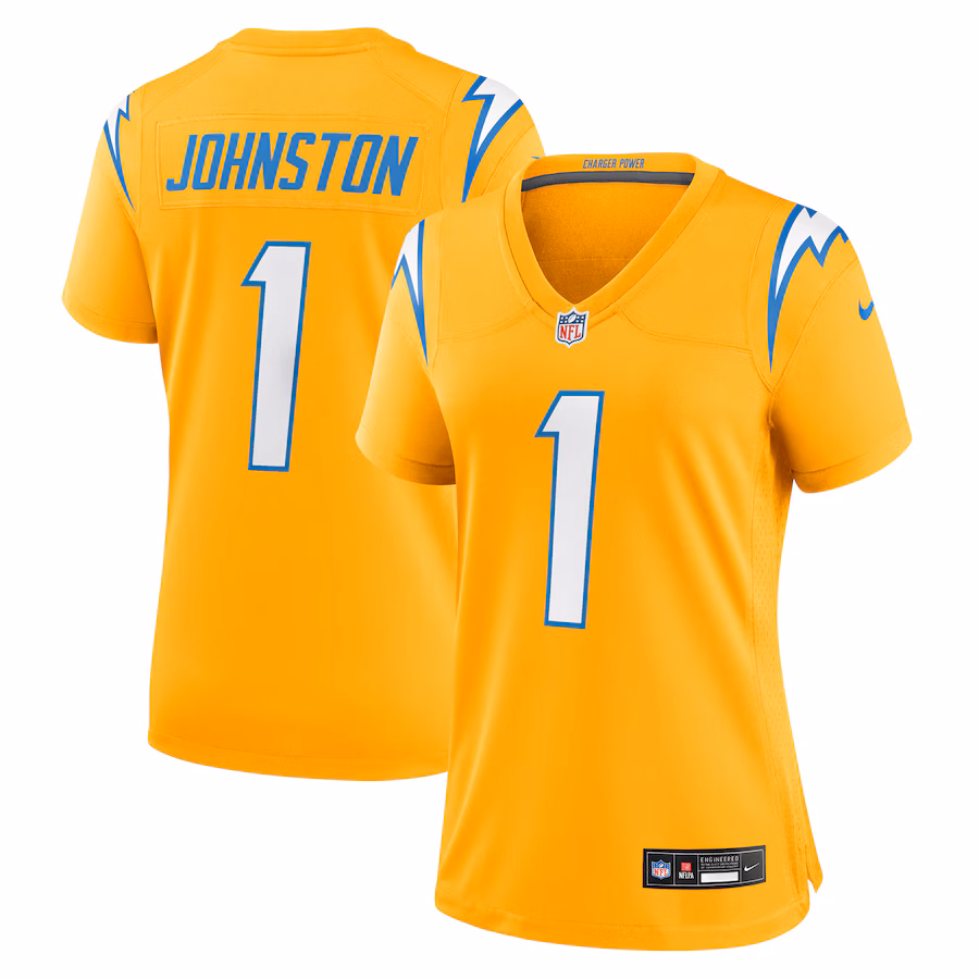Women's Los Angeles Chargers Quentin Johnston Nike Gold Alternate Charger Power Game Jersey - Ujersey