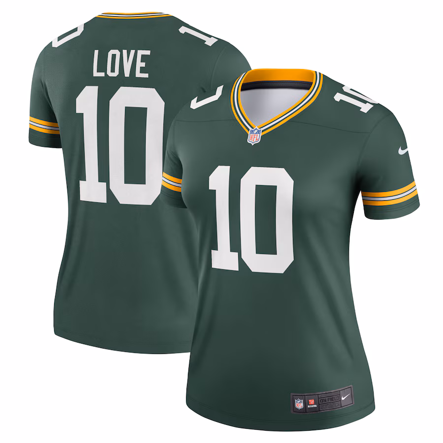 Women's Green Bay Packers Jordan Love Nike Green Legend Player Performance Top - Ujersey