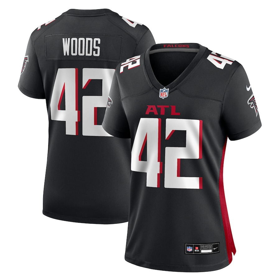 Women's Atlanta Falcons Josh Woods Nike Black Team Game Jersey - Ujersey