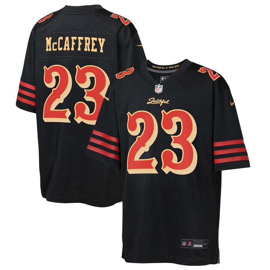 Youth San Francisco 49ers Christian McCaffrey Nike Black 2025 Rivalries Collection Game Jersey - Ujersey