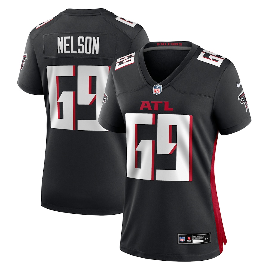 Women's Atlanta Falcons Jack Nelson Nike Black Team Game Jersey - Ujersey