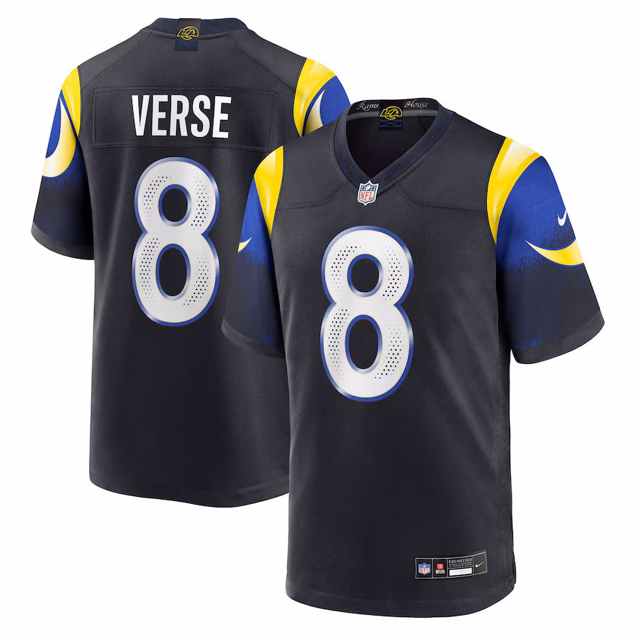Men's Los Angeles Rams Jared Verse Nike Midnight Blue 2025 Rivalries Collection Game Jersey - Ujersey