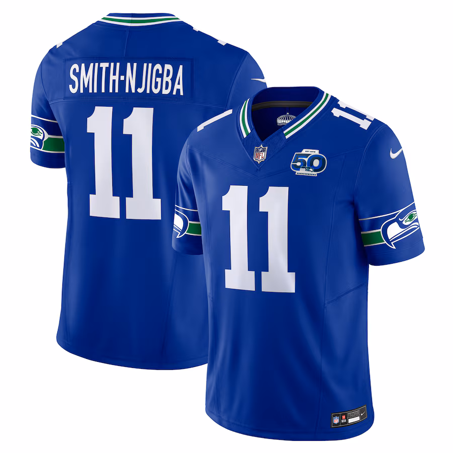 Men's Seattle Seahawks Jaxon Smith-Njigba Nike Royal 50th Season Vapor F.U.S.E. Limited Jersey - Ujersey