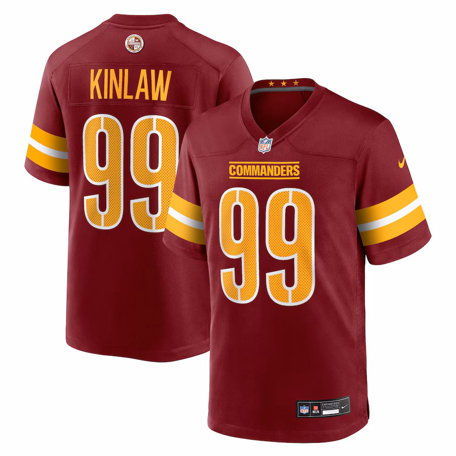Men's Washington Commanders Javon Kinlaw Nike Burgundy Team Game Jersey - Ujersey