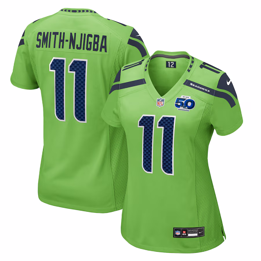 Women's Seattle Seahawks Jaxon Smith-Njigba Nike Neon Green Alternate 50th Season Game Jersey - Ujersey