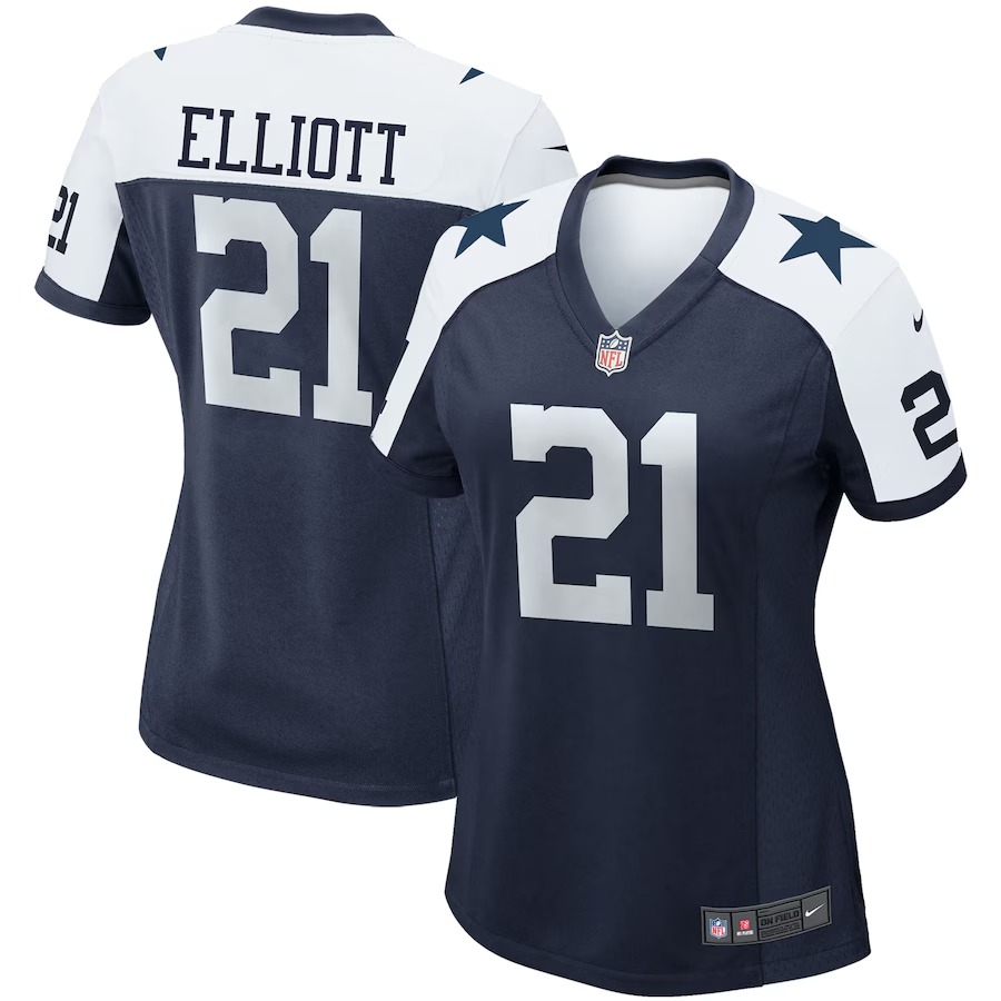 Women's Dallas Cowboys Ezekiel Elliott Nike Navy Alternate Game Team Jersey - Ujersey
