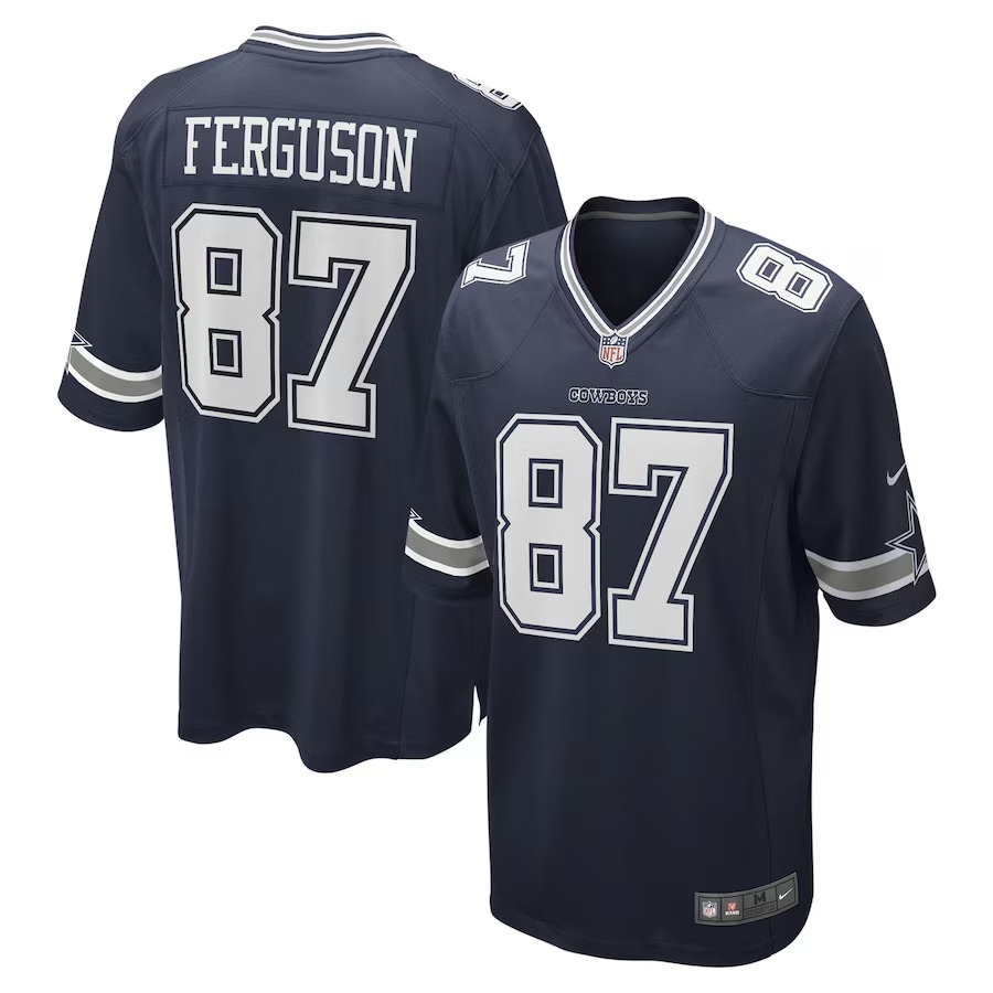 Men's Dallas Cowboys Jake Ferguson Nike Navy Team Game Jersey - Ujersey