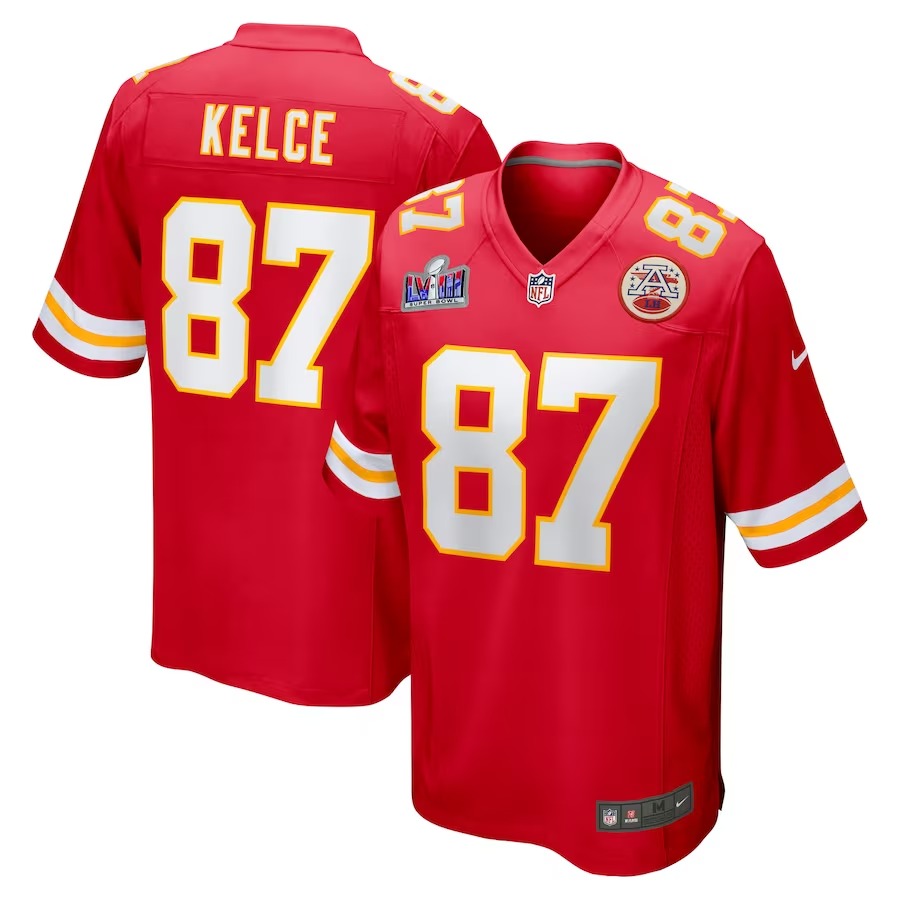 Men's Kansas City Chiefs Travis Kelce Nike Red Super Bowl LVIII Game Jersey - Ujersey