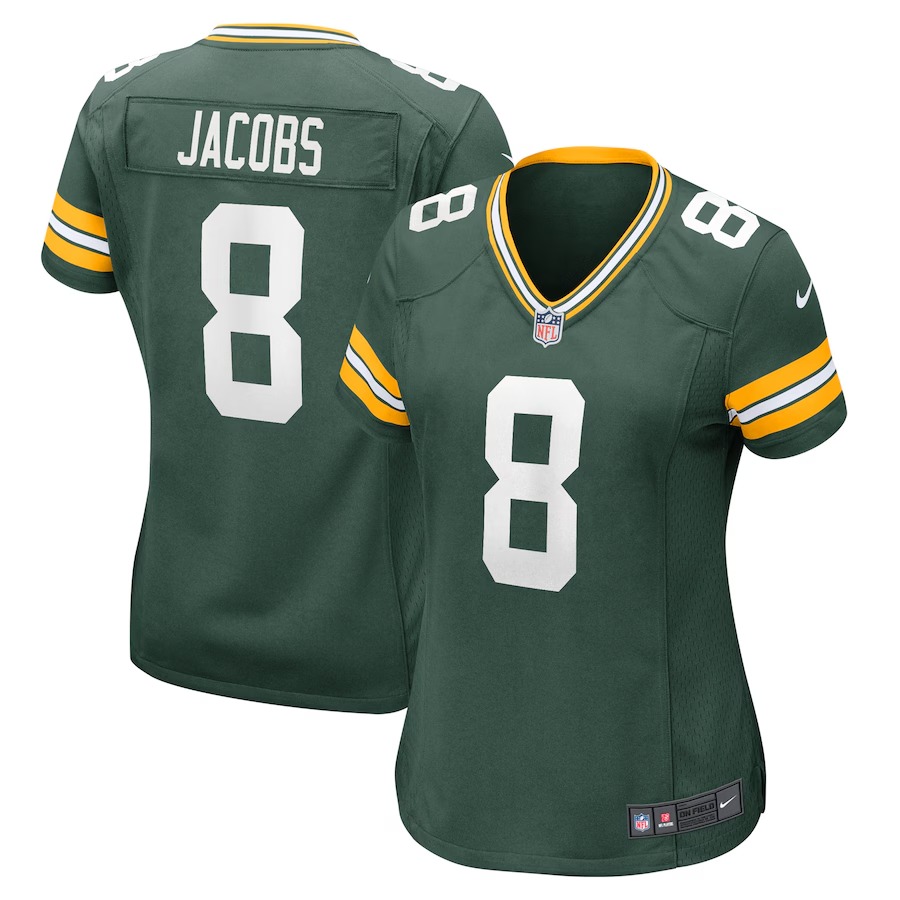Women's Green Bay Packers Josh Jacobs Nike  Green Team Game Jersey - Ujersey