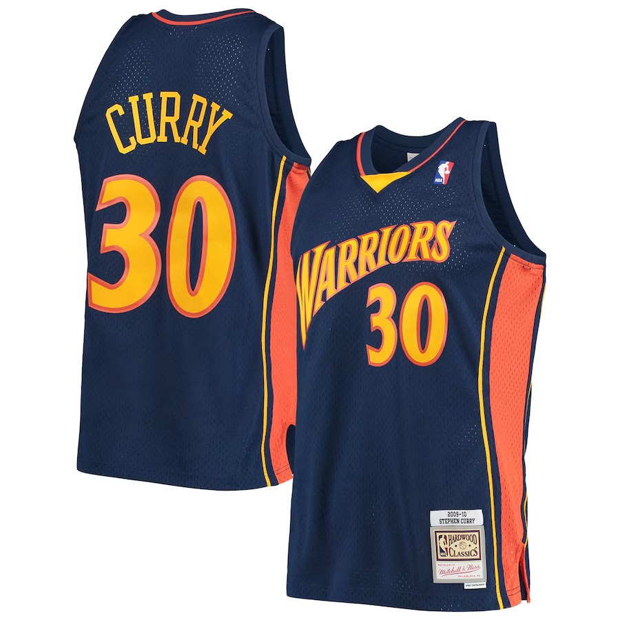 Men's Golden State Warriors Stephen Curry Mitchell & Ness Navy Hardwood Classics Swingman Jersey - Ujersey