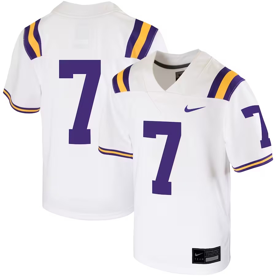 #7 LSU Tigers Nike Youth Untouchable Replica Game Jersey - White - Ujersey