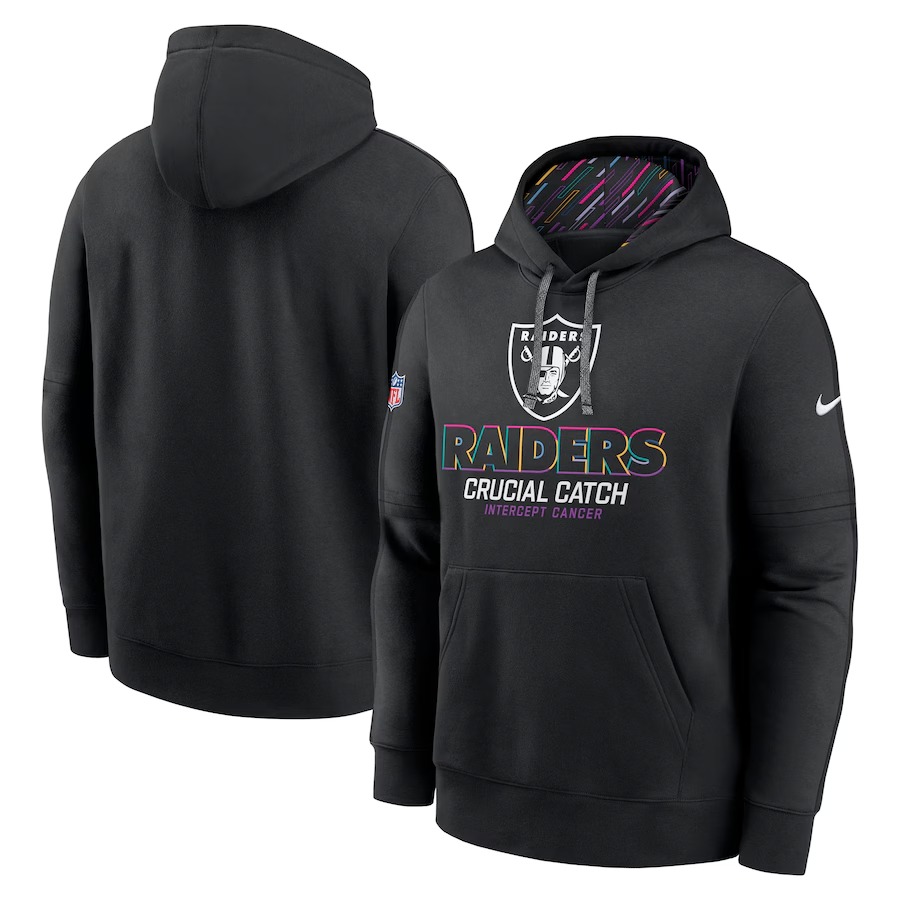 Men's Las Vegas Raiders Nike Black 2024 NFL Crucial Catch Club Pullover Hoodie - Ujersey