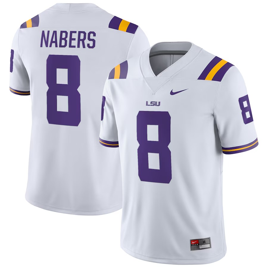 Men's Nike Malik Nabers White LSU Tigers NIL Football Game Jersey - Ujersey