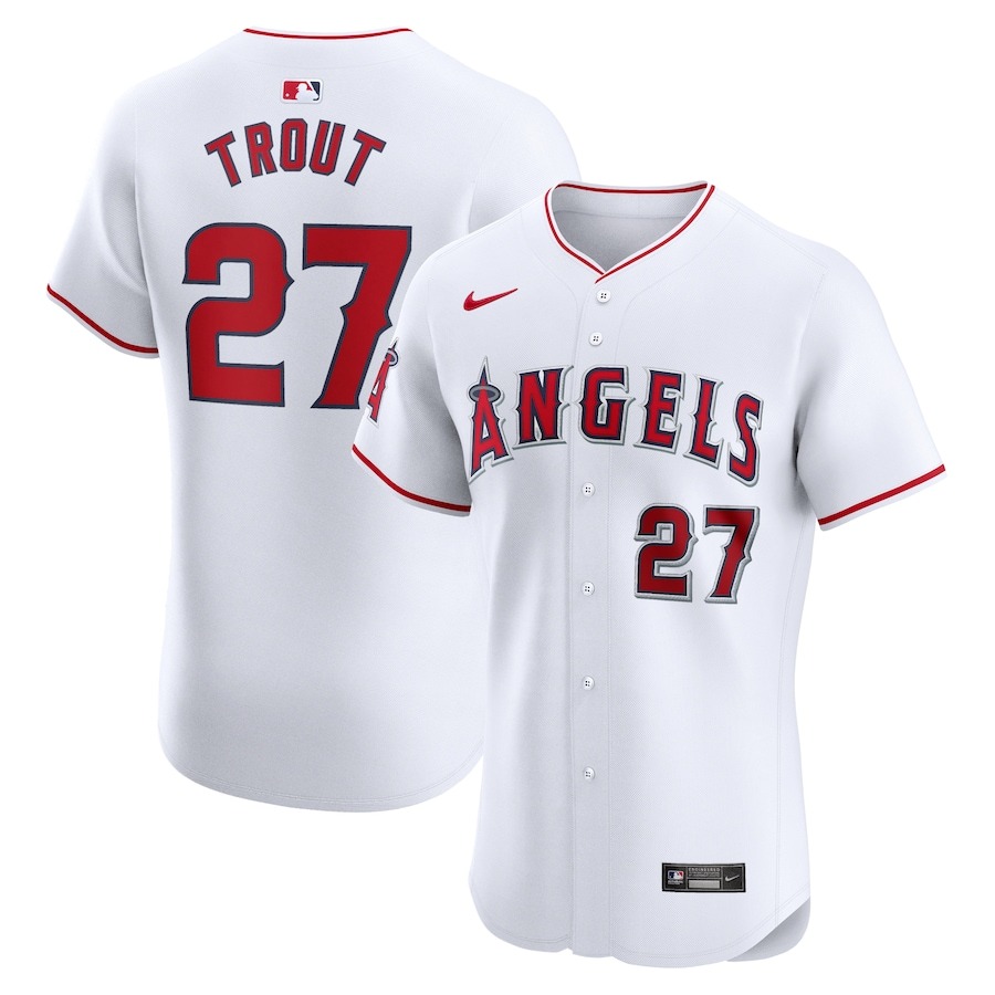 Men's Los Angeles Angels Mike Trout Nike White Home Elite Player Jersey - Ujersey