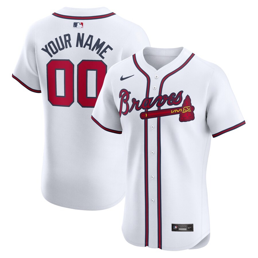 Men's Atlanta Braves Nike White Home Elite Custom Jersey - Ujersey