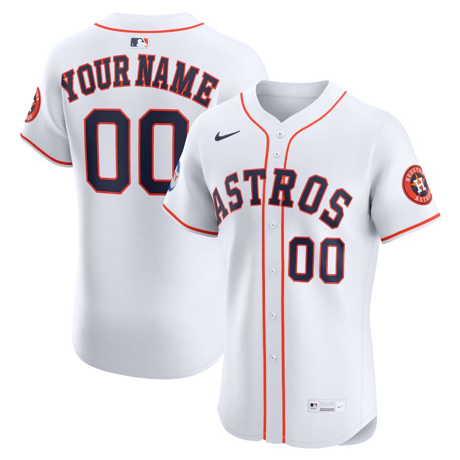 Men's Houston Astros Nike White Home Elite Sponsor Patch Custom Jersey - Ujersey