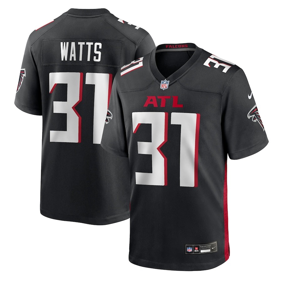 Men's Atlanta Falcons Xavier Watts Nike Black Team Game Jersey - Ujersey
