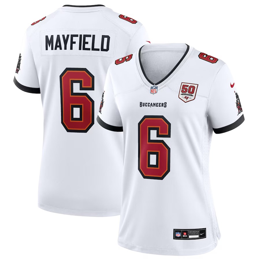 Women's Tampa Bay Buccaneers Baker Mayfield Nike White 50th Anniversary Game Jersey - Ujersey