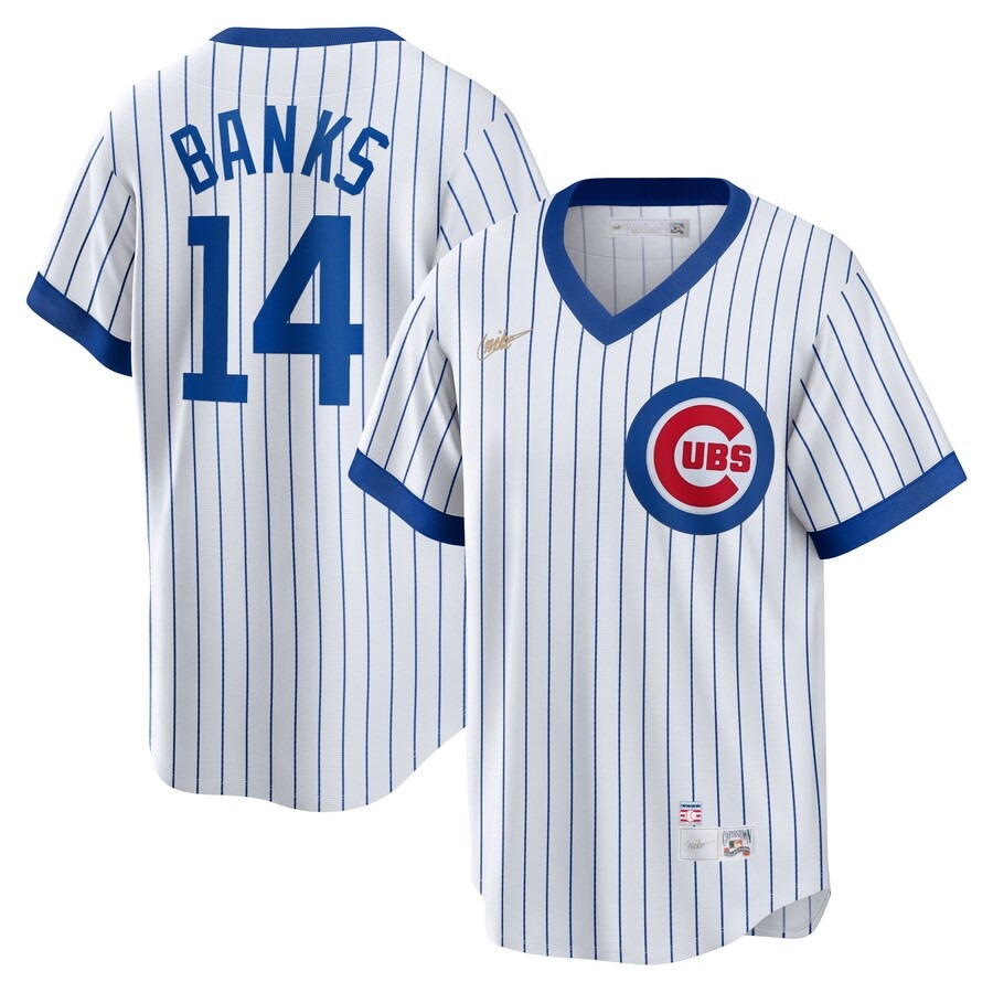 Men's Chicago Cubs Ernie Banks Nike White Home Cooperstown Collection Player Jersey - Ujersey