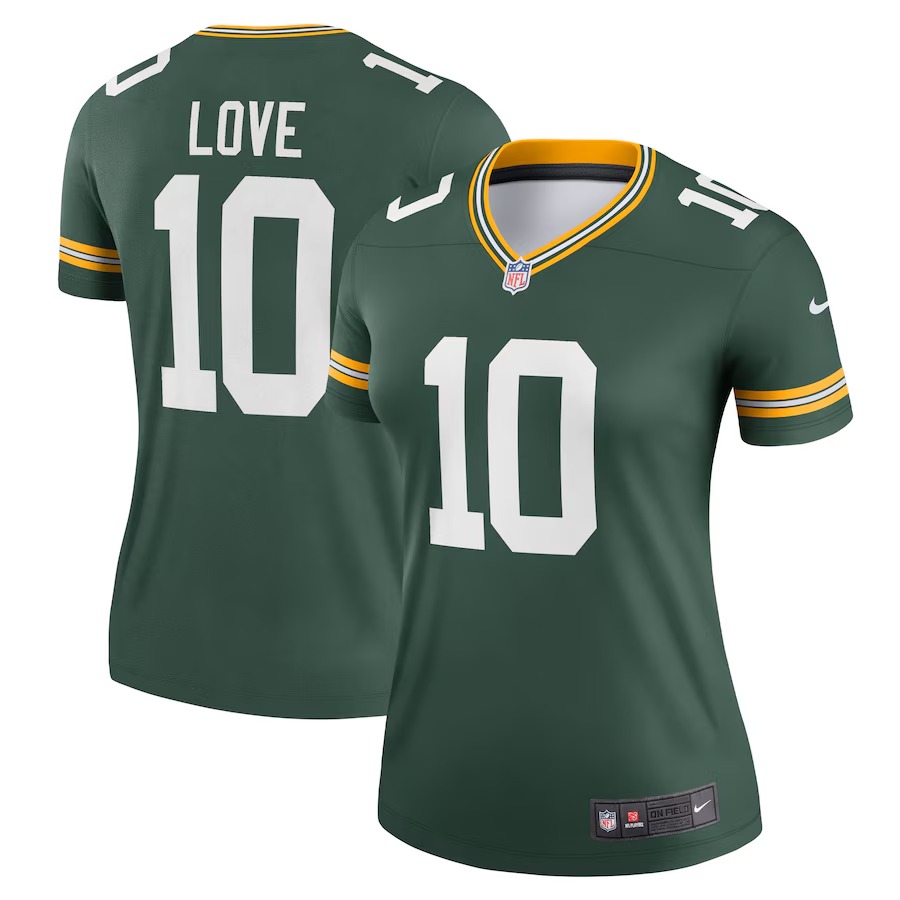 Women's Green Bay Packers Jordan Love Nike Green Legend Player Performance Top - Ujersey