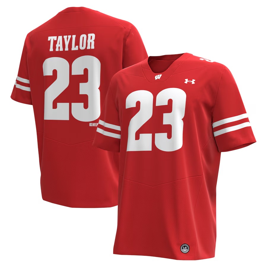 Men's Under Armour Jonathan Taylor Red Wisconsin Badgers Replica Alumni Football Jersey - Ujersey