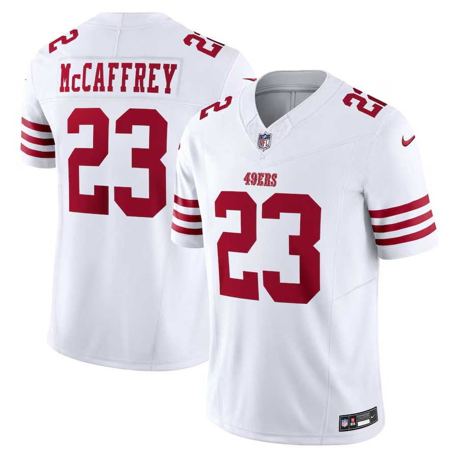 Men's San Francisco 49ers Christian McCaffrey Nike White Vapor F.U.S.E. Limited Jersey - Ujersey