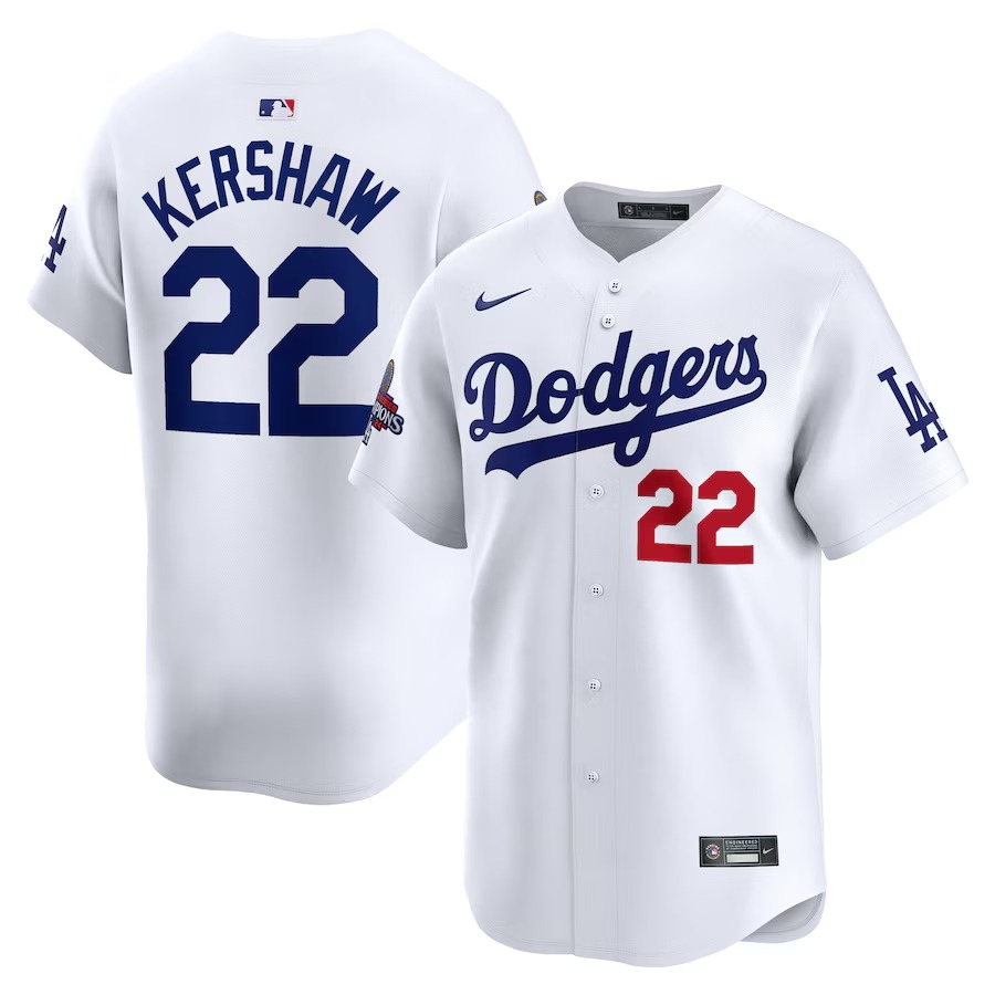 Men's Los Angeles Dodgers Clayton Kershaw Nike White 2024 World Series Champions Home Limited Player Jersey - Ujersey