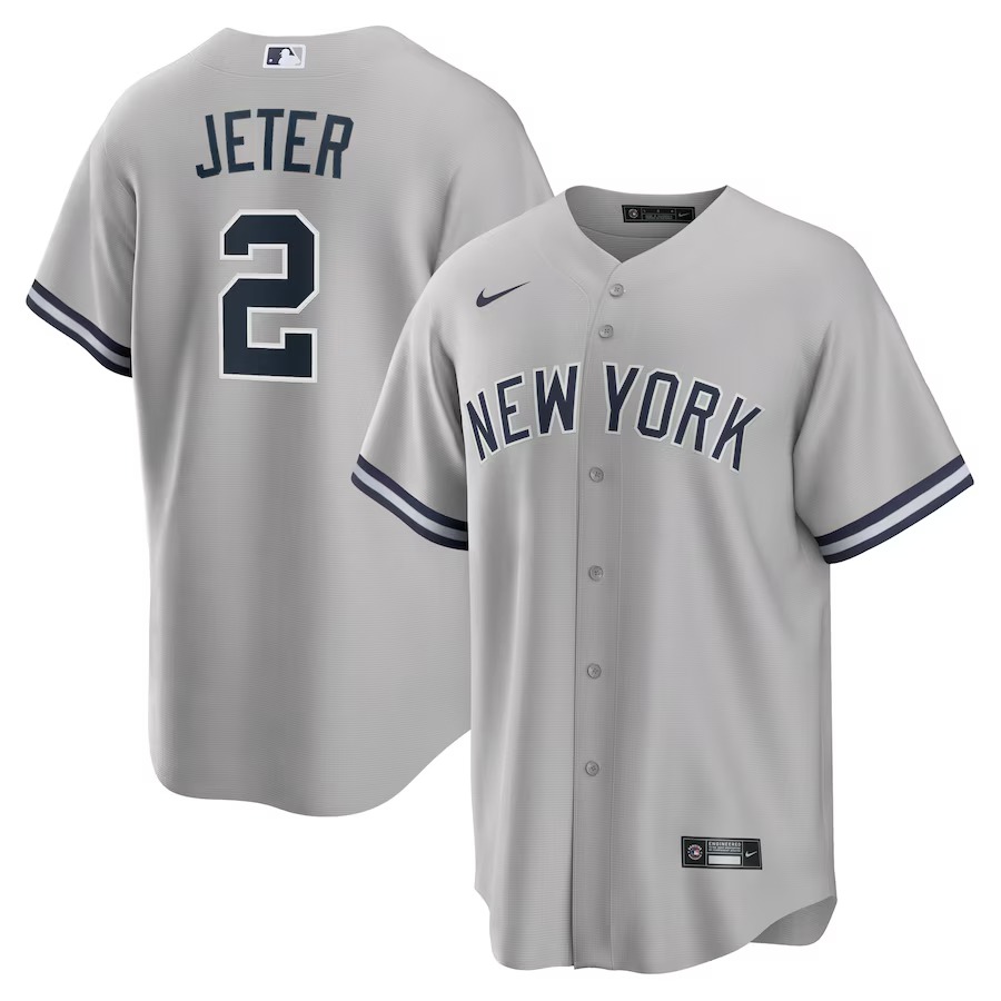 Men's New York Yankees Derek Jeter Nike Gray Big & Tall Road Replica Player Jersey - Ujersey